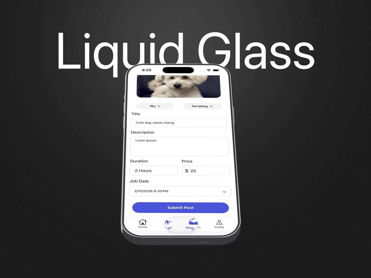 SitMyPet Create Post Screen